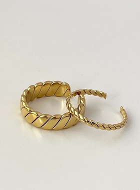 极简冷淡风金属麻花开口