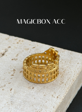 MAGICBOXACC欧美风复古趣味罗马斗兽场做旧钛钢戒指小众设计指环