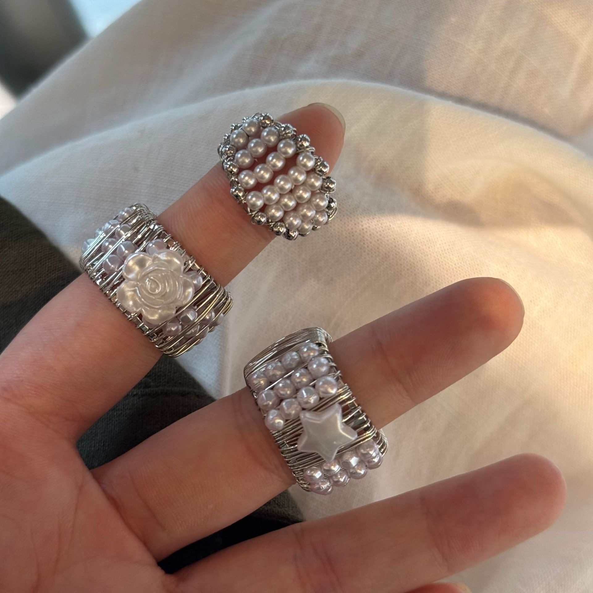 Korean style light luxury style open ring for women flower star love multi-style zircon ring inlaid with diamond ring for women