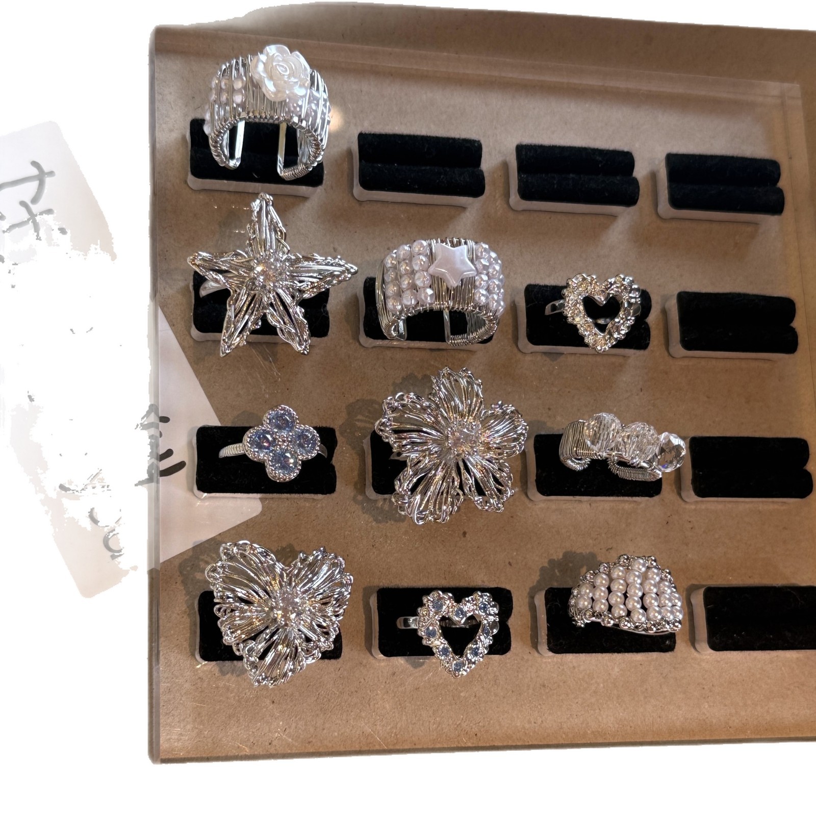 Korean style light luxury style open ring for women flower star love multi-style zircon ring inlaid with diamond ring for women