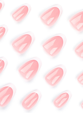 经典法式白边指甲贴片短尖短款美甲甲片press on nails