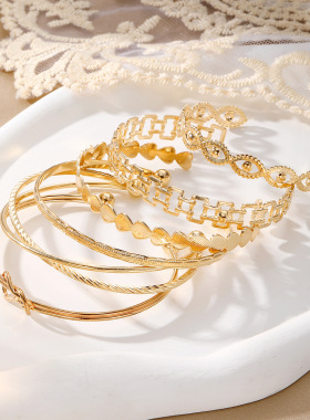 欧美合金爱心打结手镯套装创意桃心几何手镯套装Bracelet