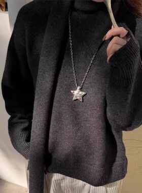多巴胺锆石星星吊坠项链女甜酷冷淡风长款卫衣链配饰百搭时髦颈链