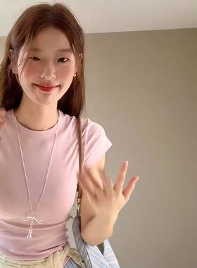 银色蝴蝶结抽拉项链女简约长款配饰韩系气质锁骨链