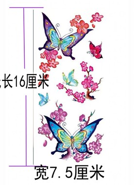 纹身贴防水女持久仿真手臂胸口锁骨遮疤痕贴纸彩色蝴蝶满10元包邮