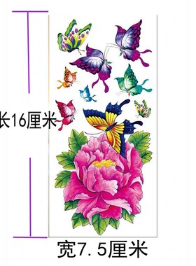 纹身贴防水女持久仿真手臂胸口锁骨遮疤痕贴纸彩色蝴蝶满10元包邮