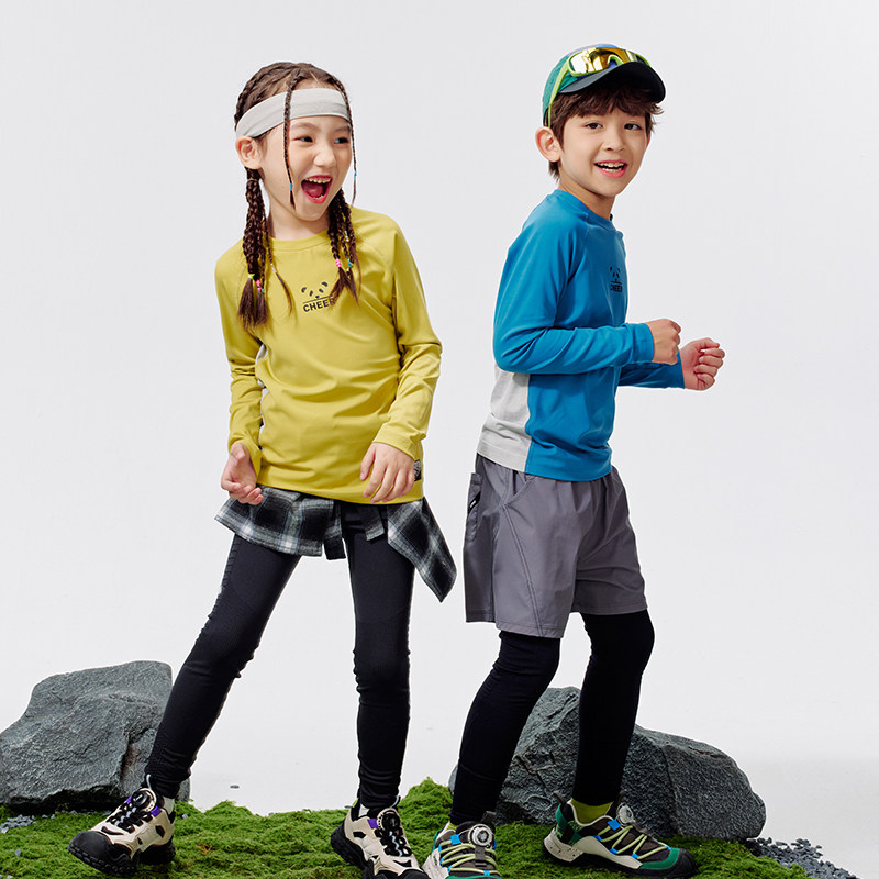 UTO悠途儿童速干运动T恤男童t恤长袖女童春装2025新款拼接上衣,淘宝优惠券,粉丝福利购,淘宝优惠卷