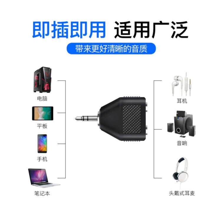 秋叶原 音频线一分二3.5mm公转双3.5母转接头  3.5mm笔记本电脑手机耳机麦克风音箱1拖2分线器情侣延长转换 - 图3