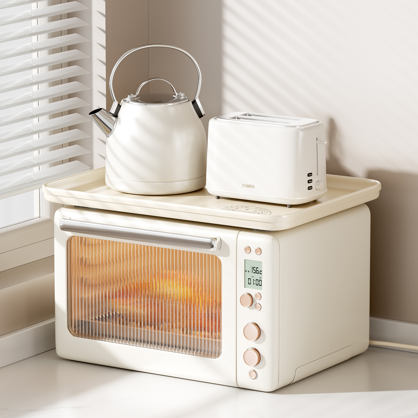 Madors厨房置物架家用微波炉上方隔热托盘台面多功能电器收纳架子