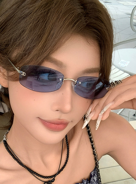 2025新款无框蓝色墨镜女辣妹风