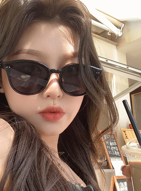 海边圆脸黑色GM太阳镜防晒复古