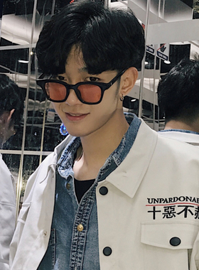 复古韩版潮人抖音黄色太阳眼镜