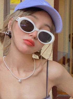 椭圆法式白色墨镜女潮个性