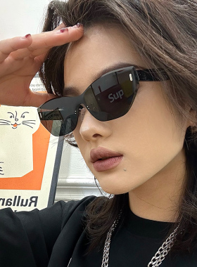 新款无框连体欧美风猫眼墨镜女潮