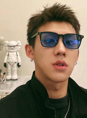 韩版透明红色眼镜男潮牌太阳镜复古ins时尚蹦迪网红个性街拍墨镜