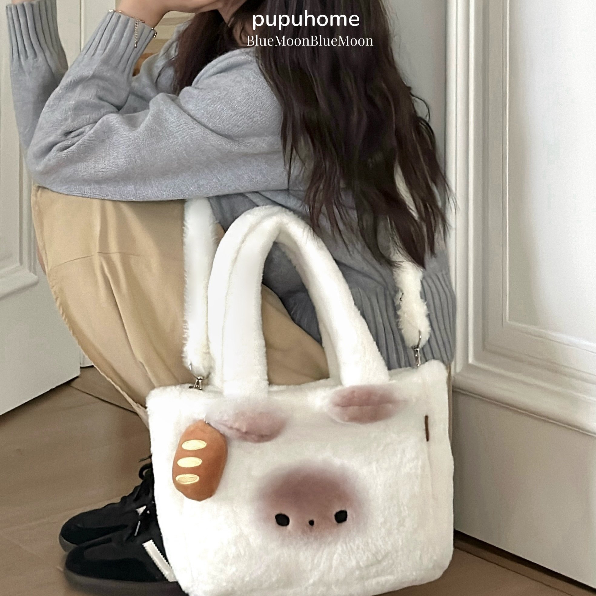 馒头猫pup正品毛绒手提包斜挎单肩包通勤日常可爱冬日少女小猫包,淘宝优惠券,粉丝福利购,淘宝优惠卷