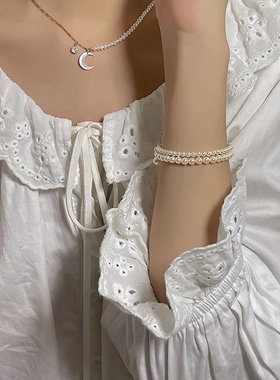 施家正圆mini小珍珠手链高品质强光奶油白baby珠迷你珍珠手链女