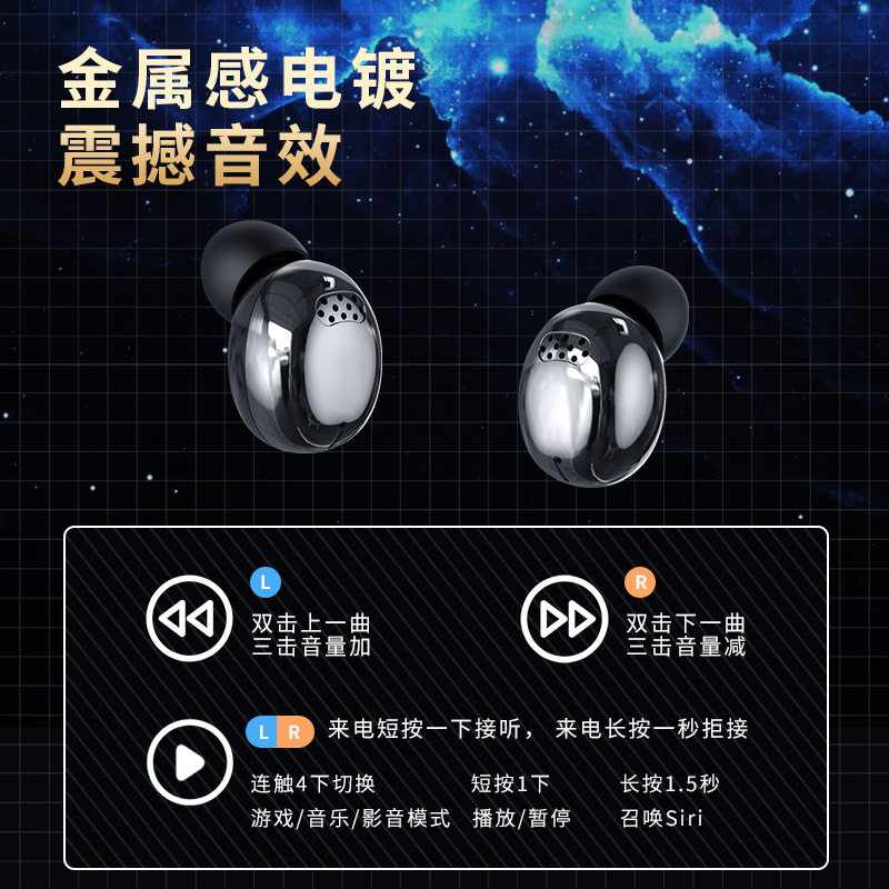 跨境新款YD04双耳无线蓝牙耳机5.3HiFi音质数显大电量长续航TWS - 图0