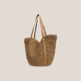 Соломенная плетеная вместительная и большая пляжная брендовая сумка через плечо, коллекция 2022