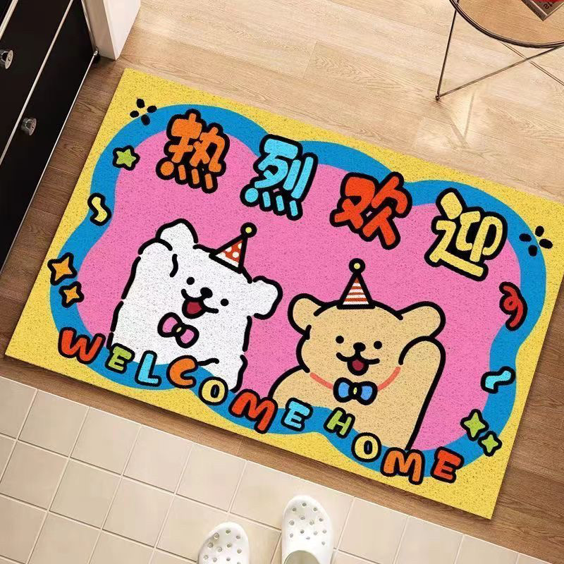卡通搞怪线条小狗入户门地垫丝圈入户进门口蹭脚垫子防滑耐脏地垫,淘宝优惠券,粉丝福利购,淘宝优惠卷