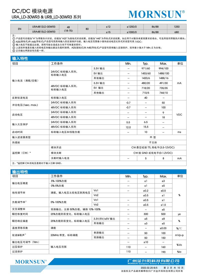 URA4805LD-30WHR3A4S/4812/4815 5V 30W高品质DC-DC模块电源 全新 - 图1