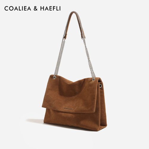 香港品牌女包包2025秋冬新款链条单肩包大容量仿麂皮简约腋下包女 - 图0