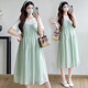 Maternity dress summer fashion fake two-piece splicing fresh and loose long skirt over knee long skirt summer age-reducing dress