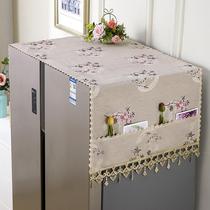 Double door fridge top dust cover lace cover cloth 2023 new home double door open to contain hanging bag dust cover towels