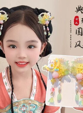 新款古风发饰汉服中国风头饰超仙气蝴蝶发夹公主古装女孩女童发卡