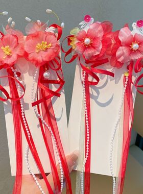 女童古风汉服头饰发夹飘带流苏儿童发饰超仙公主发卡国风配饰新款