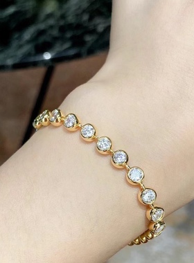 气泡钻石手链高级感时尚个性随性清冷感名媛百搭925银镀18k金手链