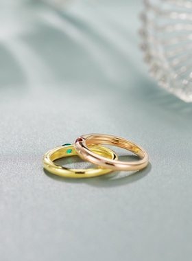 素金简约款925纯银戒指