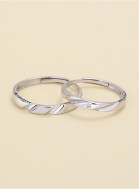 S925纯银相爱同频情侣对戒磁吸小众设计戒指闭口手饰品送女友礼物