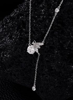 闪亮s925纯银小蜜蜂莫桑钻项链高端轻奢时尚百搭新潮精致锁骨链