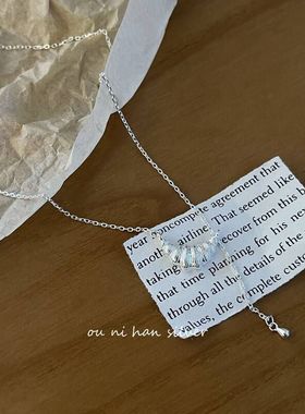 欧尼 S925纯银小众设计感牛角包项链女ins风高级感简约个性锁骨链