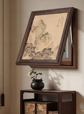 竹子新中式电表箱遮挡挂画宋式美学竖版画多媒体箱家用电箱装饰画