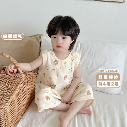 婴儿护肚围透气纱布夏薄款儿童背心夏季宝宝睡觉护肚子防着凉夏天 - 图2