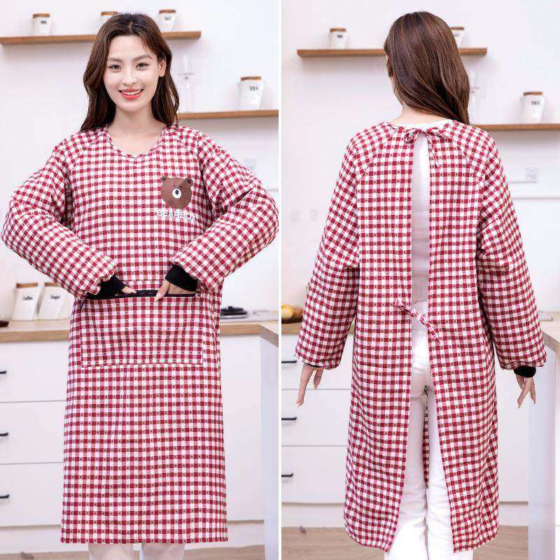 围裙厨房家用2025新款工厂上班专用做饭女工作服长袖加厚纯棉罩衣,淘宝优惠券,粉丝福利购,淘宝优惠卷