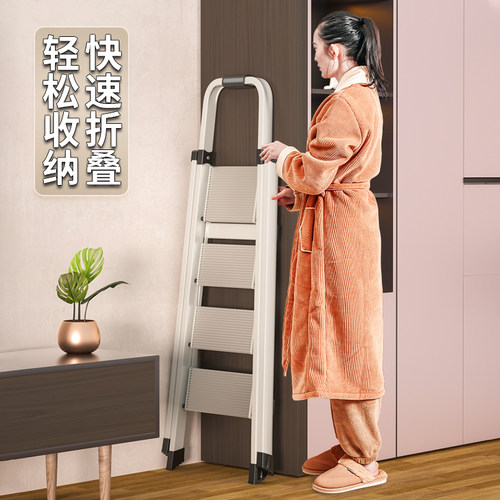 禄泰铝合金梯子家用楼梯家庭专用折叠梯爬梯加厚小扶梯折叠人字梯 - 图1