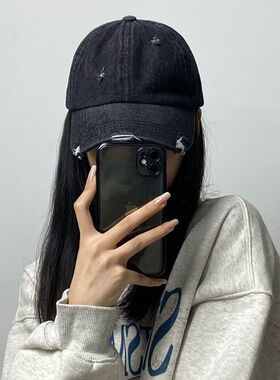 休闲棒球帽女个性破洞街头