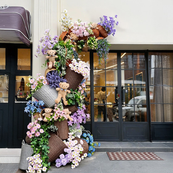High-end light luxury store window simulation plant landscaping