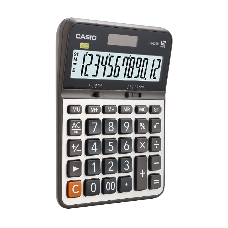 CASIO卡西欧DX-120B太阳能12位数 台式商务 办公计算器 金属面板