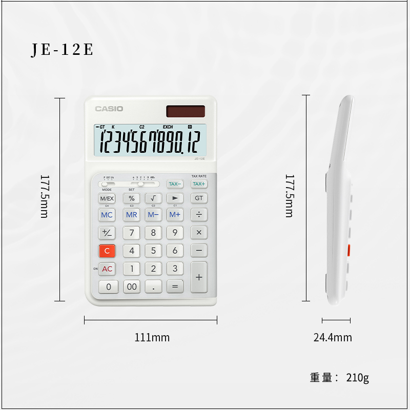 CASIO卡西欧3°JE-12E计算器商务便携台式办公人体工学阶梯按键