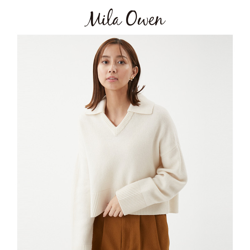 Mila Owen25秋冬新品可拆卸翻领羊绒羊毛混纺针织衫09WNT255136,淘宝优惠券,粉丝福利购,淘宝优惠卷