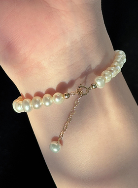 清野集原创设计新品蓝色托帕石淡水珍珠手链轻奢高级感优雅可调节
