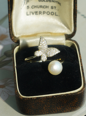 清野集开口戒指精致微镶蝴蝶