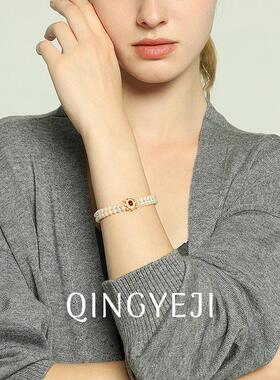 古典少女天然石榴石双层手链