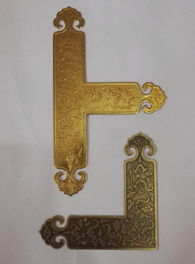 加厚仿古新款家具铜角码柜子铜护角纯铜雕刻祥云蝙蝠图案L形角花