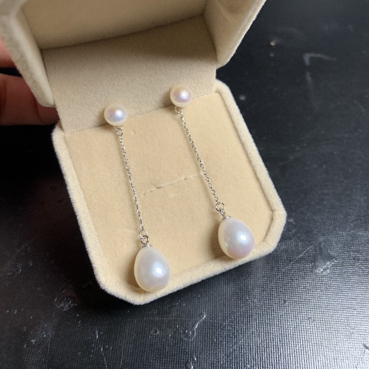 长款修饰脸型两颗珍珠耳线 诸暨山下湖天然淡水珍珠双珍珠耳环,淘宝优惠券,粉丝福利购,淘宝优惠卷