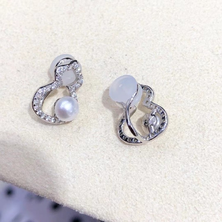 精工纯银葫芦款天然珍珠耳钉 诸暨天然淡水正圆无瑕珍珠耳钉耳夹,淘宝优惠券,粉丝福利购,淘宝优惠卷
